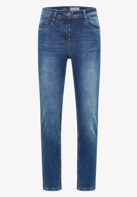 Cecil Toronto Mid Blue Slim Leg Jeans