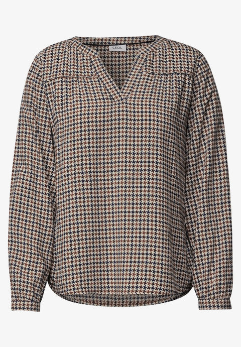 Cecil Printed Blouse - Mocha Brown