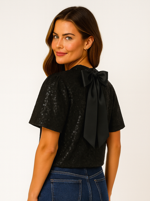 Kate & Pippa Ava Sequin Top in Black