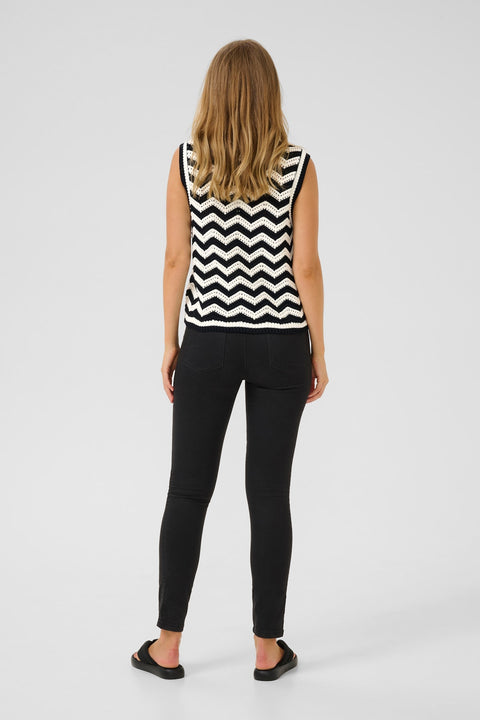 Kaffe Kaliana Sleeveless Knit - Black/White