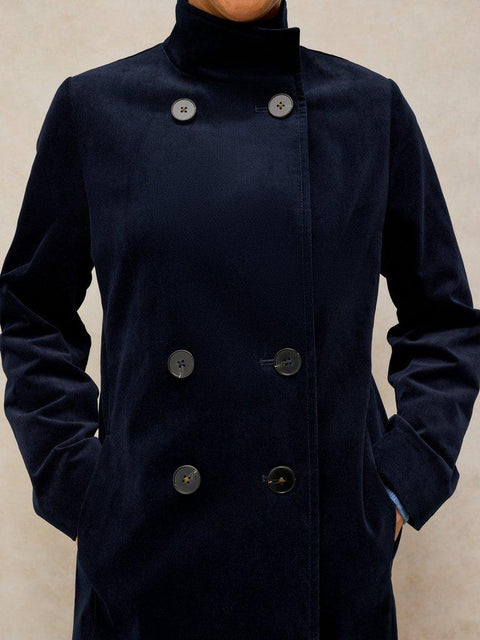 White Stuff Kaia Velvet Coat - dark navy