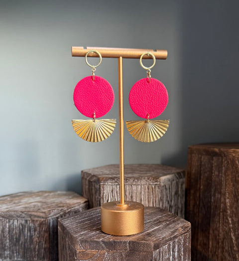 GG Designs - Hot Pink Fan Earrings