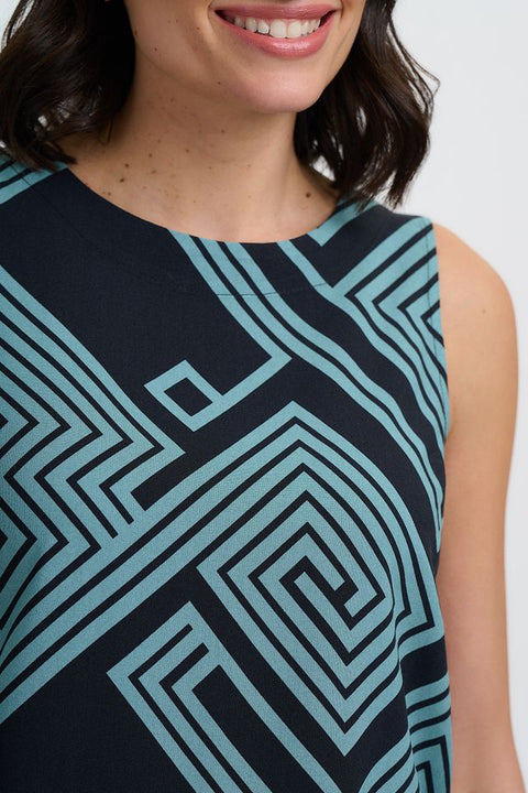 Sugarhill Marissa Top - Black/Green Geometric Print