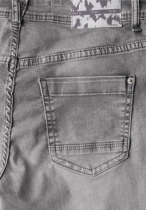 Cecil Scarlett Straight Turn Up Jeans - Grey