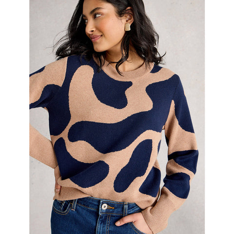 White Stuff Katie Abstract Jumper - Navy Multi