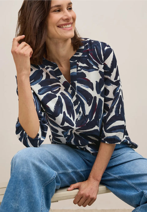 Cecil Patterned Cotton Top - Urban Dark Navy