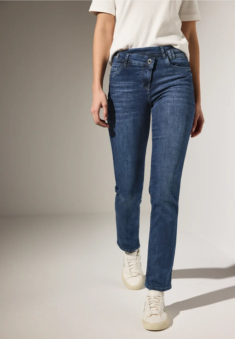 Cecil Scarlett Straight Leg Jeans - Mid Blue