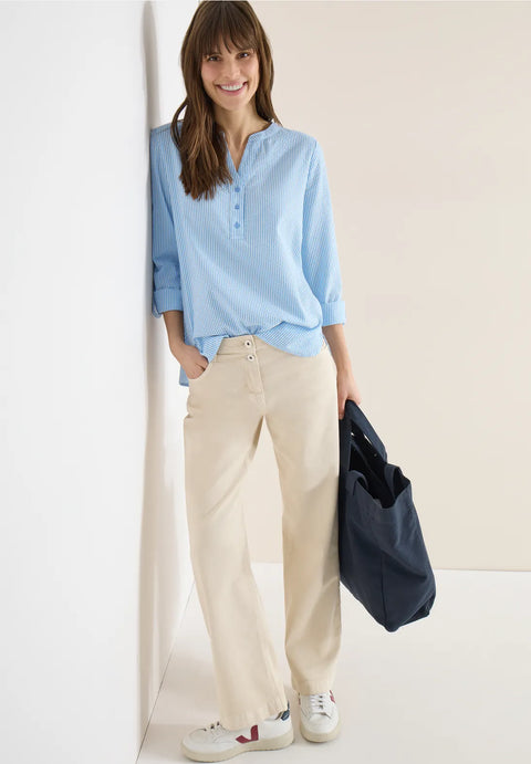 Cecil Seersucker Stripe Blouse - Cloud blue