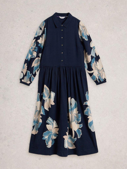 White Stuff Claire Shirt Dress- Navy Print