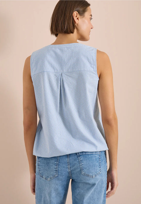 Cecil Seersuck Sleeveless Stripe Top