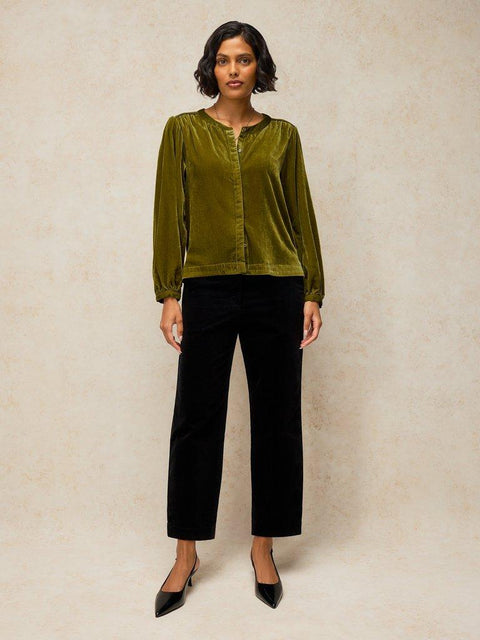 White Stuff Lana Velvet Top - Green