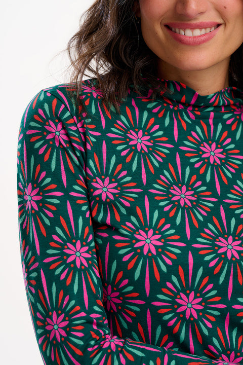Sugarhill Annika Jersey Top - Green/ Pink
