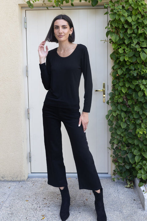No2moro Napoli Wide Leg Black Denim - 27" leg