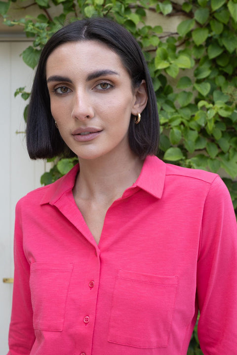 No2moro Izzy Cotton Shirt - Hot Pink