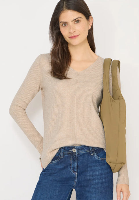 Cecil V-Neck Knit - Beige
