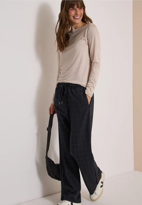 Cecil Wide Leg Trousers with check pattern