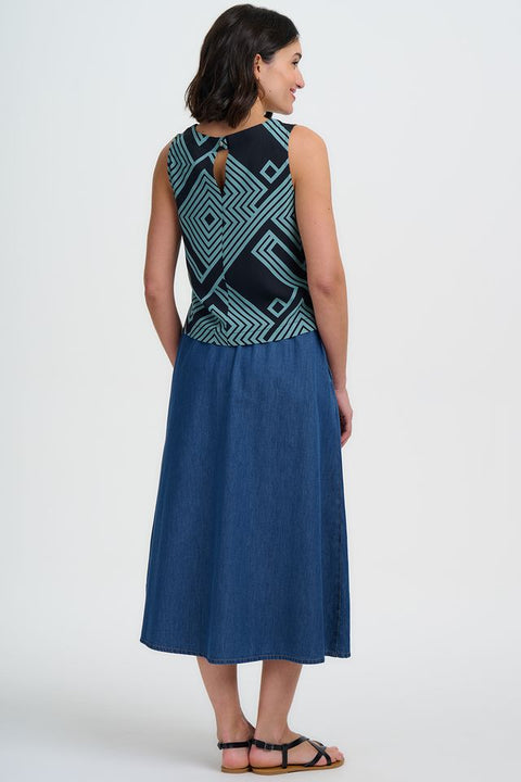 Sugarhill Marissa Top - Black/Green Geometric Print