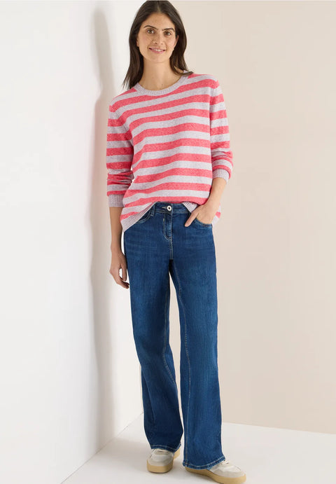 Cecil Melange Stripe Knit - Pumkin Orangw