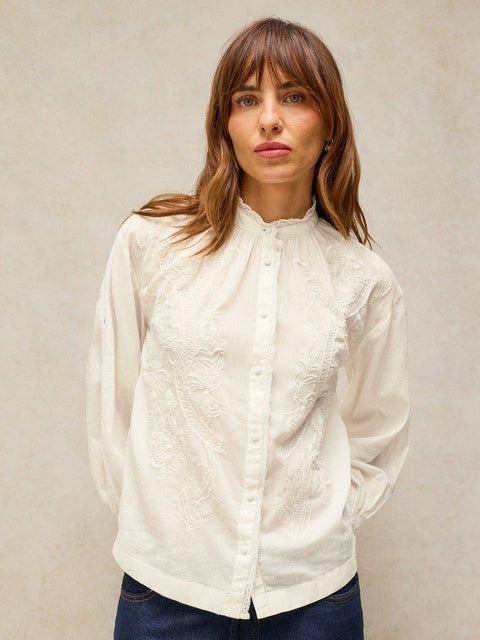 White Stuff Lily Embroidered Blouse - pale ivory