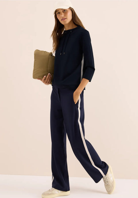 Cecil Funnel Neck Top with Stripes
