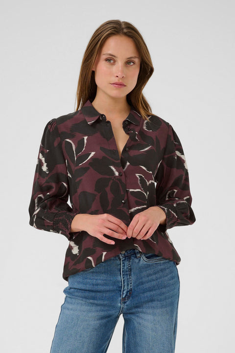 Kaffe Kamille Shirt - wine/black