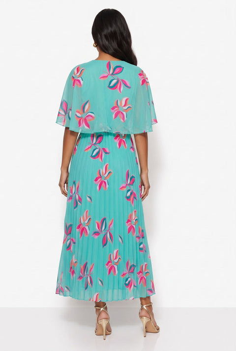 Brigid Pleated Floral Print Dress - Green