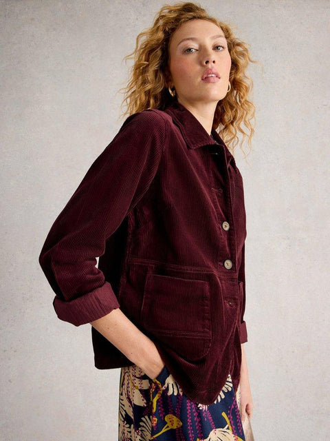 White Stuff Carrie Cord Jacket - Dark Plum#