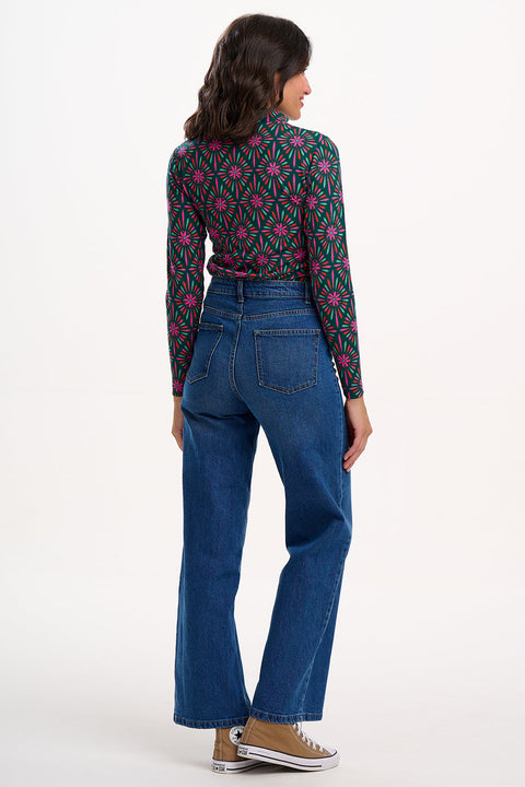 Sugarhill Annika Jersey Top - Green/ Pink