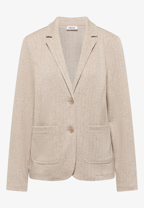 Cecil Herringbone Blazer - Creamy White