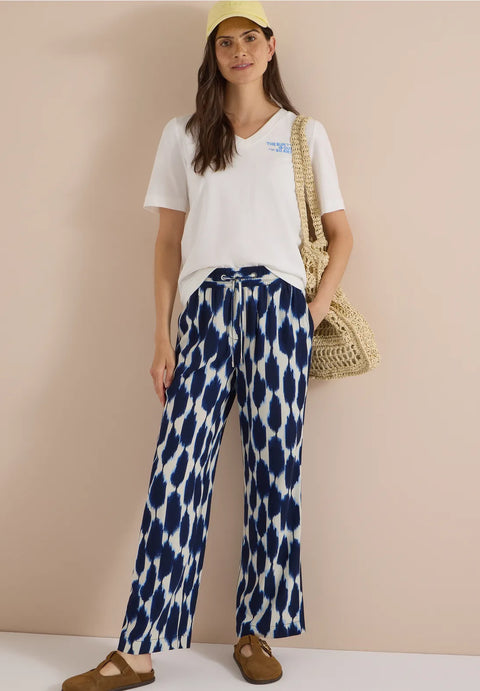 Cecil Neele High Waist Wide Leg Trousers - Navy