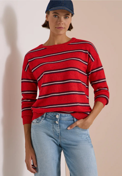 Cecil Long Sleeve Poloshirt - red wine