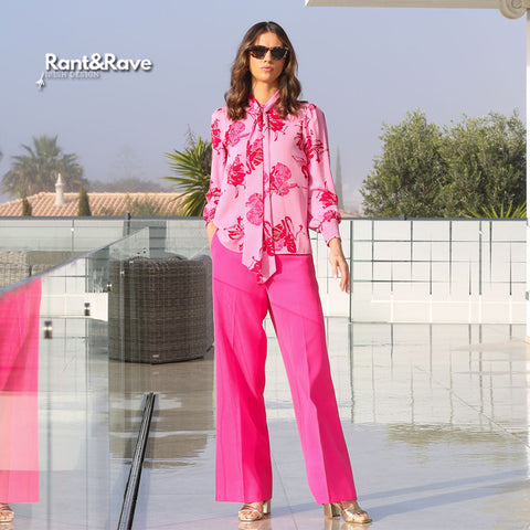 Rant & Rave Isobel Wide Leg Trousers - Candy Pink