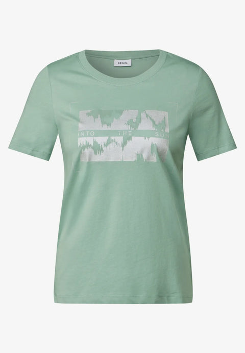Cecil Metallic Foil FP T-Shirt - Matcha Green