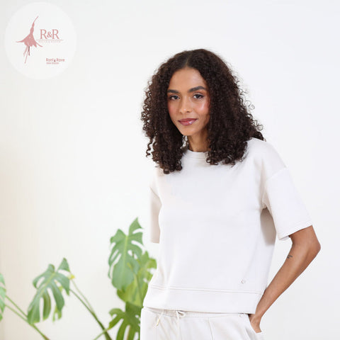 Relax & Renew Alexandra Short Sleeve Sweater Stone