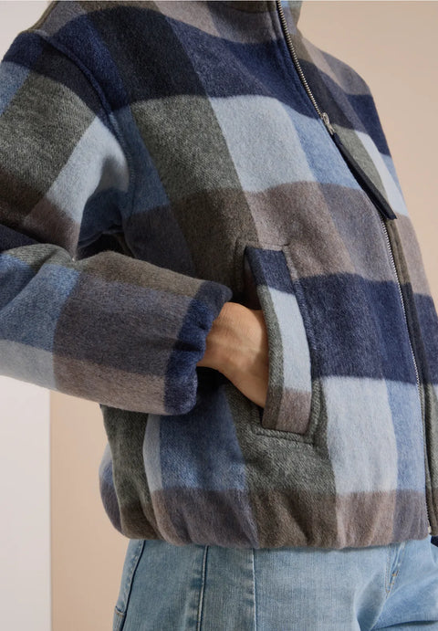 Cecil Check Blouson Jacket - urban dark navy