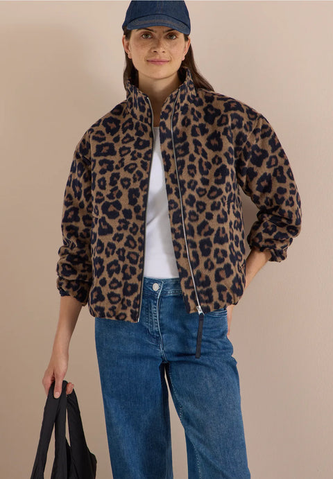 Cecil Animal Print Blouson Jacket - creamy mocha