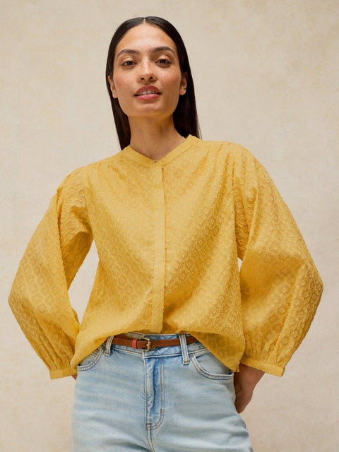 White Stuff Lana Jaquard Blouse - Yellow
