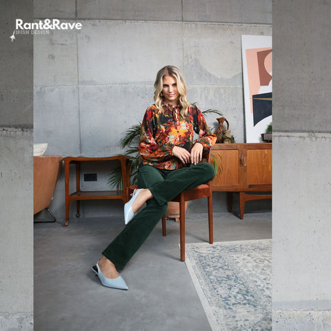 Rant & Rave Odessa Bootcut Cord - Forest Green