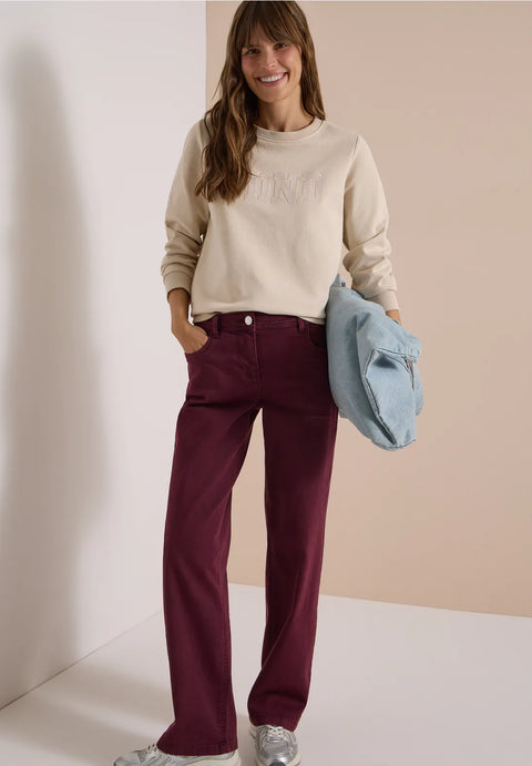 Cecil Wide Leg Neele Jeans - red wine