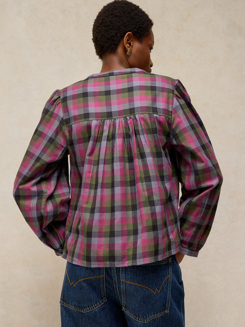 White Stuff Lana Check Blouse - Pink Multi