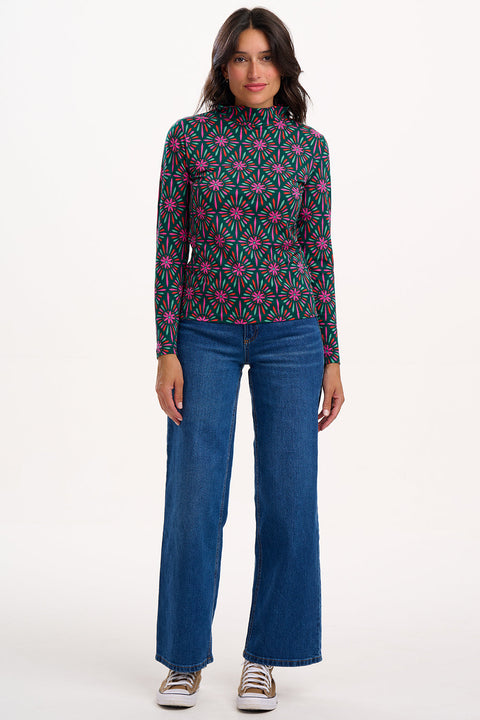 Sugarhill Annika Jersey Top - Green/ Pink