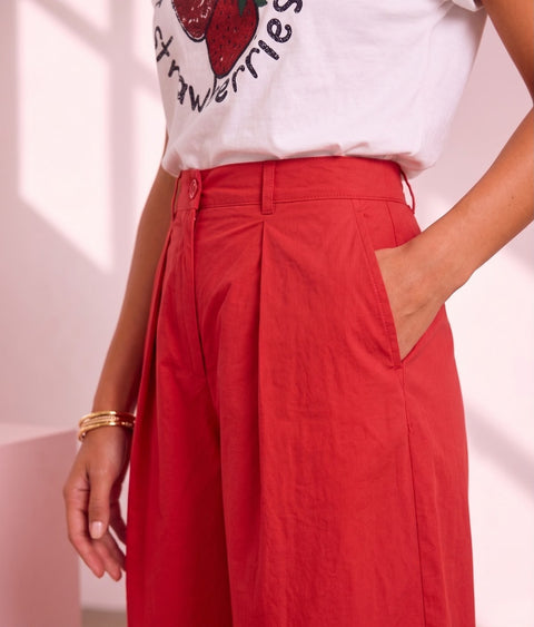 Kyla Cotton Trousers - Red