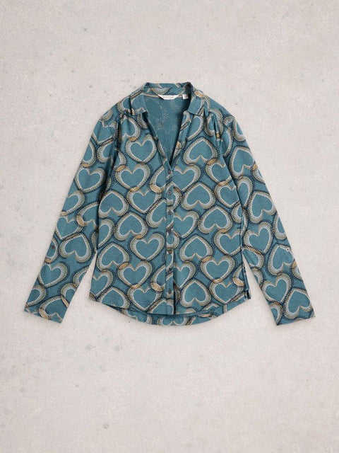 White Stuff Annie Shirt in blue print