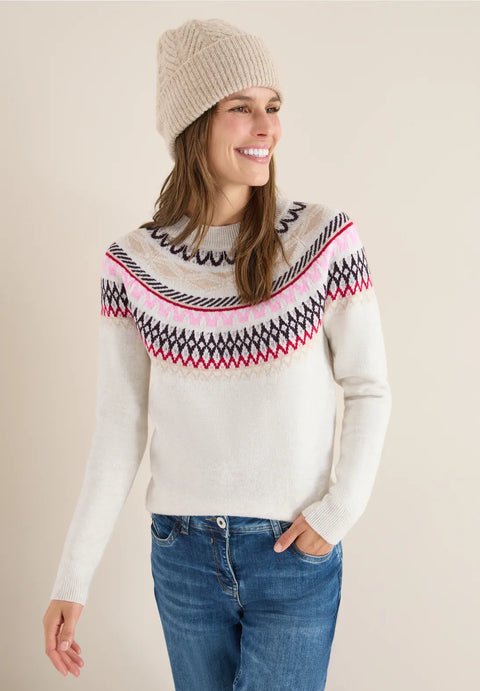 Cecil Cosy Norwegian Jumper - Eggshell Melange