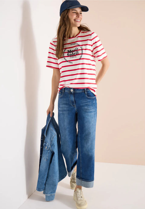Cecil T-Shirt with Stripes - Red