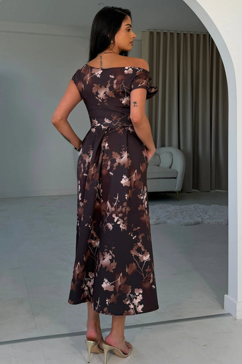 Betty Floral Dress - Brown