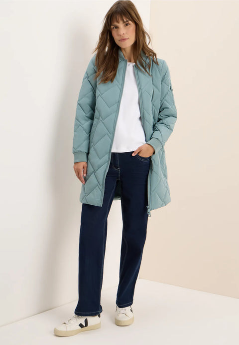 Cecil Long Quilted Coat - iced green