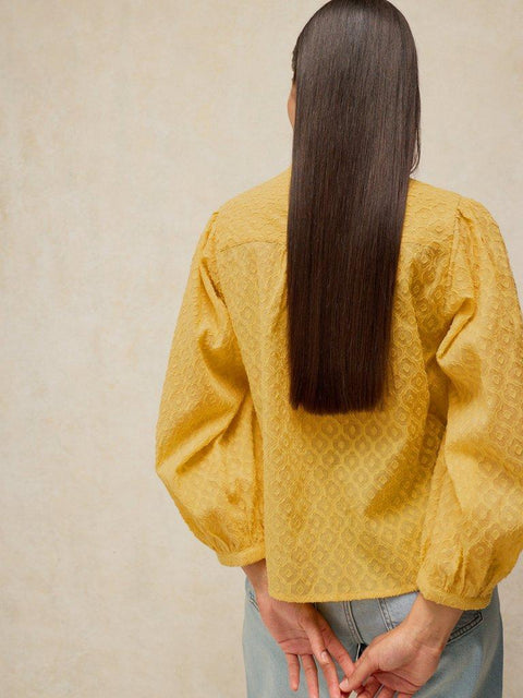 White Stuff Lana Jaquard Blouse - Yellow
