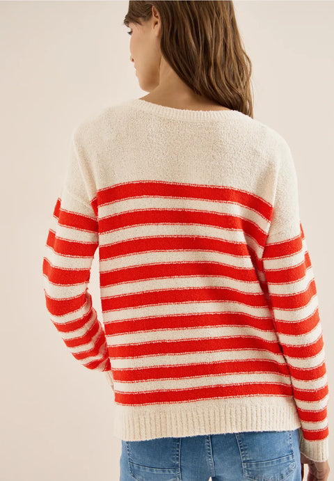 Cecil Striped Summer Knit - pearl beige