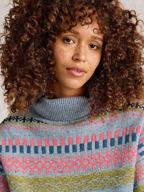 White Stuff Felicity Farisle Jumper- Blue Multi